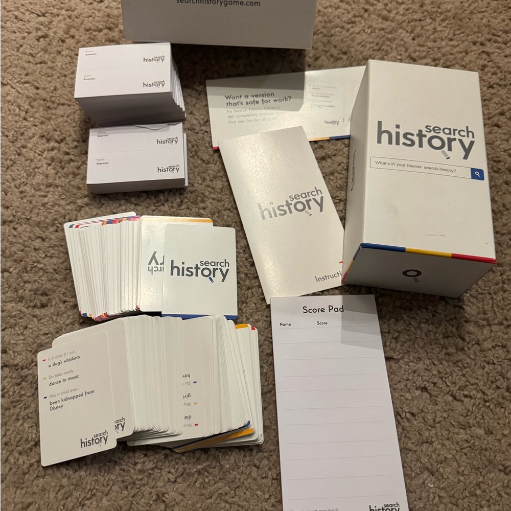 Search History Party Game - White Box with Cards